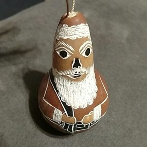 8 Santa Gourd Ornaments New! Made in Peru!